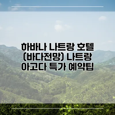 하바나 나트랑 호텔 (바다전망) 나트랑 아고다 특가 예약팁