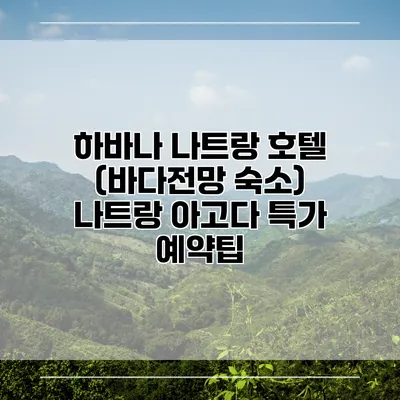 하바나 나트랑 호텔 (바다전망 숙소) 나트랑 아고다 특가 예약팁