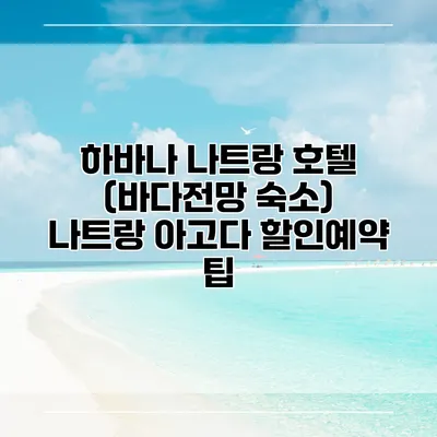 하바나 나트랑 호텔 (바다전망 숙소) 나트랑 아고다 할인예약 팁