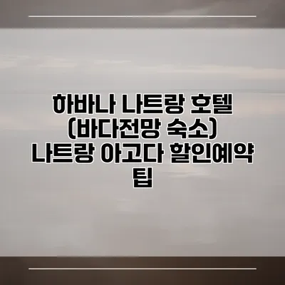 하바나 나트랑 호텔 (바다전망 숙소) 나트랑 아고다 할인예약 팁