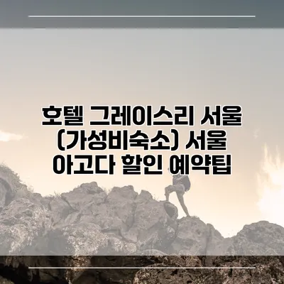 호텔 그레이스리 서울 (가성비숙소) 서울 아고다 할인 예약팁