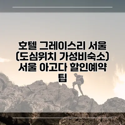 호텔 그레이스리 서울 (도심위치 가성비숙소) 서울 아고다 할인예약 팁