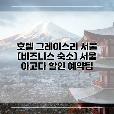 호텔 그레이스리 서울 (비즈니스 숙소) 서울 아고다 할인 예약팁