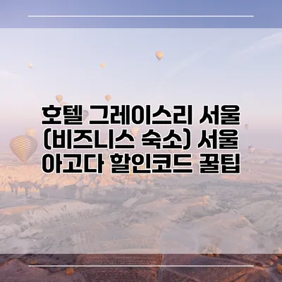 호텔 그레이스리 서울 (비즈니스 숙소) 서울 아고다 할인코드 꿀팁