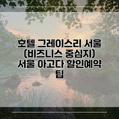 호텔 그레이스리 서울 (비즈니스 중심지) 서울 아고다 할인예약 팁