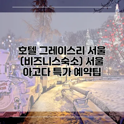 호텔 그레이스리 서울 (비즈니스숙소) 서울 아고다 특가 예약팁