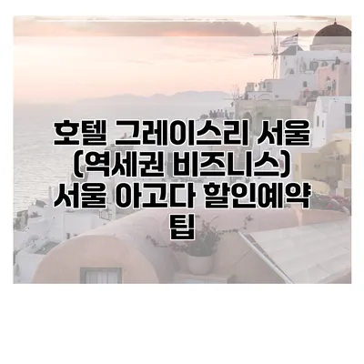 호텔 그레이스리 서울 (역세권 비즈니스) 서울 아고다 할인예약 팁