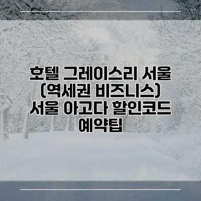 호텔 그레이스리 서울 (역세권 비즈니스) 서울 아고다 할인코드 예약팁