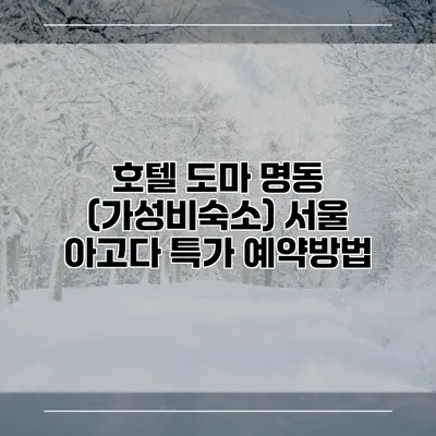 호텔 도마 명동 (가성비숙소) 서울 아고다 특가 예약방법