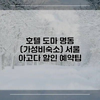 호텔 도마 명동 (가성비숙소) 서울 아고다 할인 예약팁