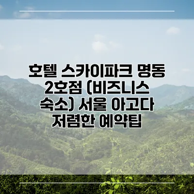 호텔 스카이파크 명동 2호점 (비즈니스 숙소) 서울 아고다 저렴한 예약팁