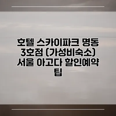 호텔 스카이파크 명동 3호점 (가성비숙소) 서울 아고다 할인예약 팁