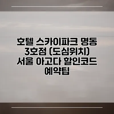 호텔 스카이파크 명동 3호점 (도심위치) 서울 아고다 할인코드 예약팁
