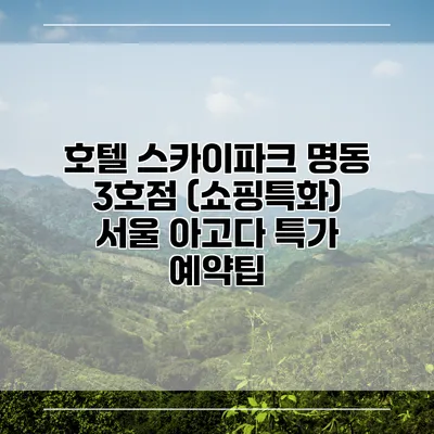 호텔 스카이파크 명동 3호점 (쇼핑특화) 서울 아고다 특가 예약팁