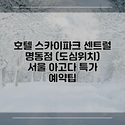 호텔 스카이파크 센트럴 명동점 (도심위치) 서울 아고다 특가 예약팁