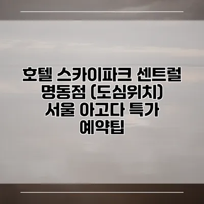 호텔 스카이파크 센트럴 명동점 (도심위치) 서울 아고다 특가 예약팁