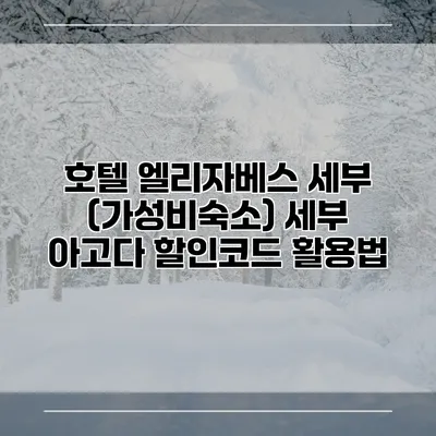 호텔 엘리자베스 세부 (가성비숙소) 세부 아고다 할인코드 활용법