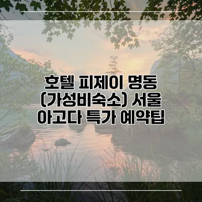 호텔 피제이 명동 (가성비숙소) 서울 아고다 특가 예약팁
