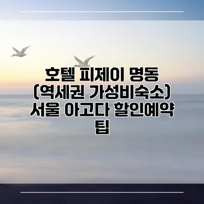 호텔 피제이 명동 (역세권 가성비숙소) 서울 아고다 할인예약 팁