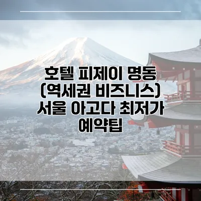 호텔 피제이 명동 (역세권 비즈니스) 서울 아고다 최저가 예약팁