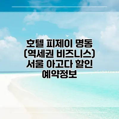 호텔 피제이 명동 (역세권 비즈니스) 서울 아고다 할인 예약정보